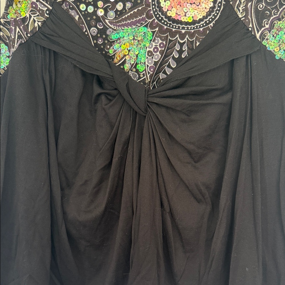See By Chloe Black Tank with Green & Iridescent Sequin Embellishment - Picture 6 of 8